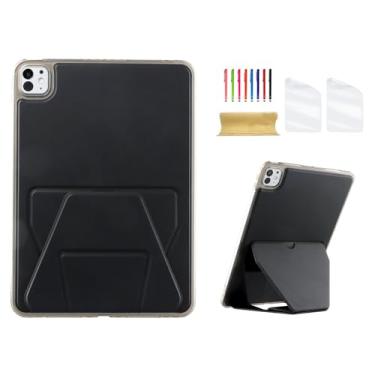 Imagem de Dteck Capa traseira para iPad Pro de 11 polegadas (M4) versão 2024 para tablet com suporte dobrável, com 2 películas protetoras de tela e 1 caneta, capa protetora ultrafina e leve de couro PU TPU