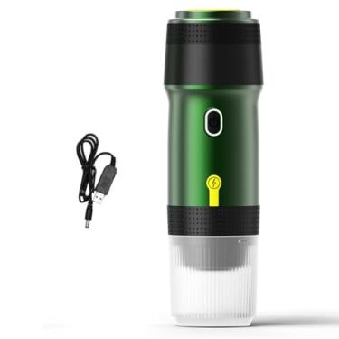 Imagem de Mãe portátil de cafeteira elétrica sem fio 3 em 1 mini -café com carregamento USB para viagens de carro em casa Trabalho com cápsula Coffee de café Cold Brew aquecimento de 120 ml (Verde)