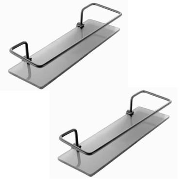 Imagem de Kit C/ 2 Porta Shampoo Reto Preto Com Vidro Fumê - Montelar Acabamento