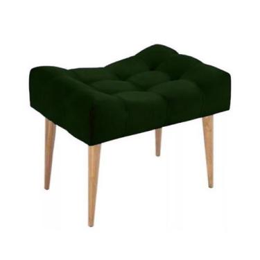 Imagem de Puff banqueta retangular verde musgo pé palito com detalhe em costura 