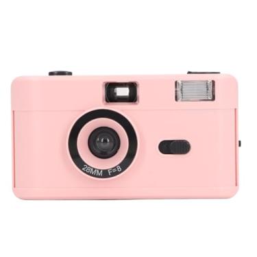 Imagem de Diydeg Câmera de Filme de 35 Mm, 28 Mm F/8 Lente 1/120s Velocidade do Obturador Câmera Vintage Reutilizável Com Flash, Pulseira de Pulso, Leve de Meia Estrutura retrô para (Rosa)