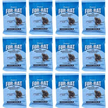 Imagem de Kit 12un For-Rat Grão Sachê 25g - Isca Matas-Ratos Raticida em Grão Para Ratos Ratazanas e Camundongos