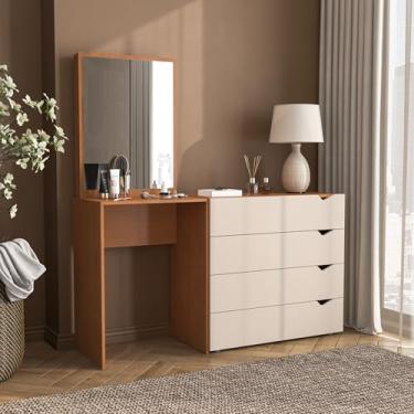 Imagem de Cômoda Penteadeira 4 Gavetas com Espelho Porto
