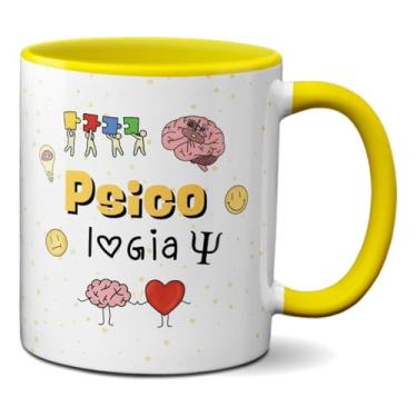 Imagem de Caneca Psicologia Símbolos Profissão Criativa Psicólogos (Amarela)