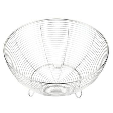 Imagem de Cesta de frutas de aço inoxidável cesta de drenagem doméstica cesta de legumes redonda três pernas cesta de armazenamento para cozinha