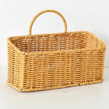 Imagem de Cesta de frutas de vime de imitação pendurável cesta de armazenamento de cozinha cesta portátil de frutas e legumes cesta de artefato de armazenamento vintage
