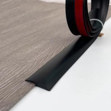 Imagem de Tira De Transição De Piso Autoadesiva,tira De Acabamento De Borda De Piso De Vinil,faixa De Borda De Carpete Flexível Guarnição De Molduras à Prova D'água Para Uni, Black, 3m/118in