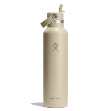 Imagem de Hydro Flask Garrafa de água - aço inoxidável isolado - tampa de palha, não derrama, à prova de vazamento em bronze de aveia de 680 g