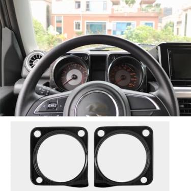 Imagem de HAGEZA Painel de painel de painel de painel de painel de carro de aço inoxidável para Suzuki Jimny 2 portas 4 portas 2019-2025 conjunto de painel interior decoração acabamento preto escovado