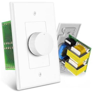 Imagem de Botão de controle de volume da placa de montagem na parede TNP - Controle de volume de parede embutido de 300W para alto-falantes estéreo TV - Compatibilidade de áudio e vídeo Botão de estilo rotativo