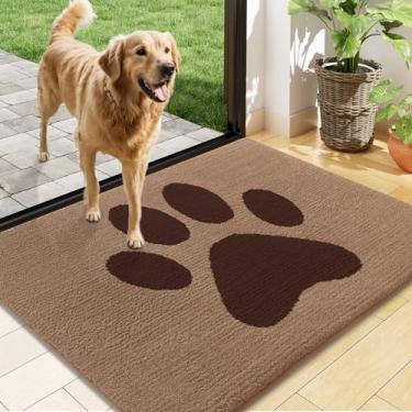 Imagem de Buganda Tapete de porta de cachorro para patas enlameadas, capachos absorventes de sujeira antiderrapante, tapete de baixo perfil lavável para cães de lama, tapete de entrada para piso interno (122 x