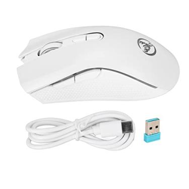 Imagem de HEEPDD Mouse para laptop, mouse de mesa sem fio 2,4G com luz de fundo RGB para escola 800~4800DPI (branco)