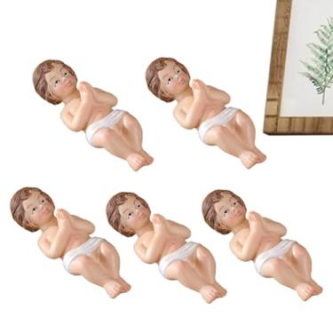 Imagem de Rrlihjgu Estátua do Menino Jesus na Manjedoura,Estatueta do Menino Jesus na Manjedoura,Ornamentos de resina bebê - Bebê em uma manjedoura Estatueta de presépio Decoração de casa de férias