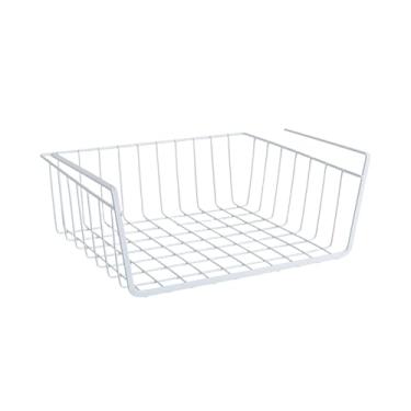 Imagem de Fenteer Prateleira para armário, armazenamento, espaço extra, suporte para temperos para banheiro, quarto, armário de cozinha, Branco, L