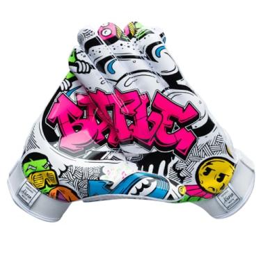 Imagem de Battle Luvas de Futebol Esportivas Graffiti Wide Receiver - Luvas de Futebol para Adultos e Jovens - Luvas Ultra Grip - Jovens Pequenas