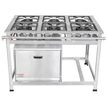 Imagem de Fogão Industrial 6 Bocas 30x30 em Aço Inox com Forno Leona