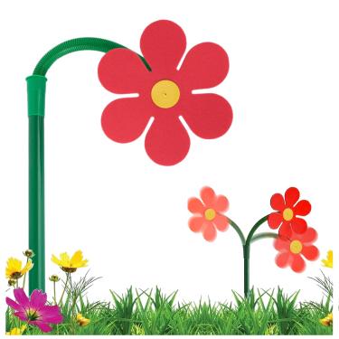 Imagem de CUTENNIOU Aspersor de margaridas loucas com flores dançantes, irrigador de água engraçado, sol, margarida, gramado, irrigador para cães que brincam com irrigadores de jardim vermelho