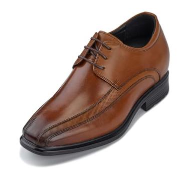 Imagem de CALTO Sapato Oxford masculino invisível que aumenta a altura - vestido de couro marrom com cadarço Derby - 7,5 cm mais alto - G60126B - Tamanho 35 D (M) EUA