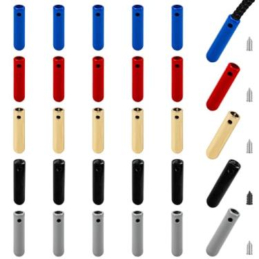 Imagem de Binxus 30 peças de pontas de renda de sapato, 5 cores de aglets de metal, para bonés de substituição DIY para extremidades de cadarços de sapatos, moletons com capuz de lona, 5 cores, 1 × 0.23 inch