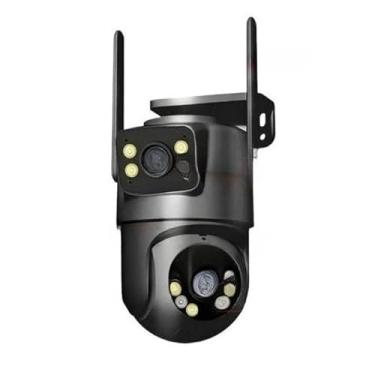 Imagem de Câmera de segurança de lente dupla 360° 6MP - Visão noturna colorida Vigilância 24 horas por dia, 7 dias por semana com rastreamento automático (A28 Branco icsee)