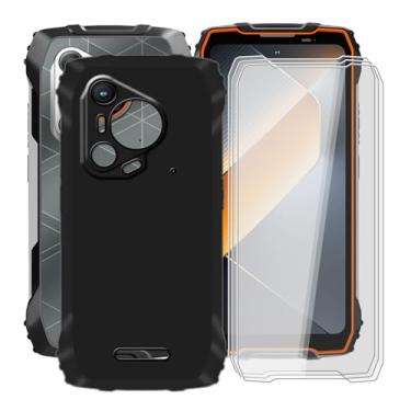 Imagem de HGJTFANY Capa de telefone para Blackview BL7000 (6,8 polegadas) com [3 x películas protetoras de vidro temperado], capa ultrafina à prova de choque capa preta de silicone macio para Blackview BL7000