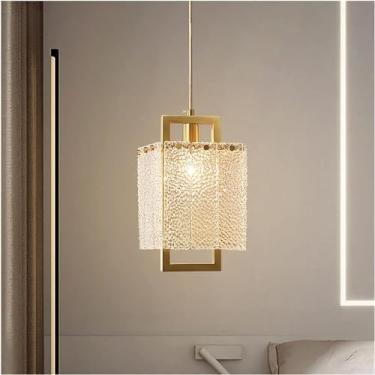 Imagem de Lustre moderno LED, lustre pequeno de cobre moderno e luxuoso, luminária longa suspensa dourada, decoração moderna