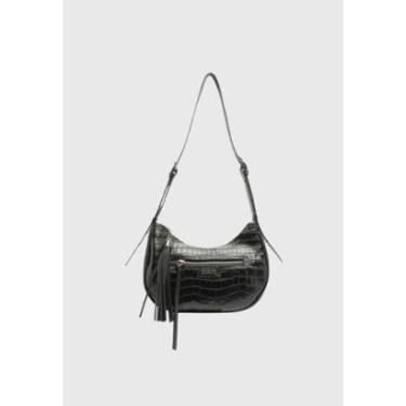 Imagem de Bolsa Média Mirella Couro Croco Preta Schutz-Feminino
