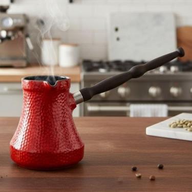 Imagem de Cafeteira Café Turco Cezve Ibrik Ceraflame Vermelha Martelada 500ml Nã