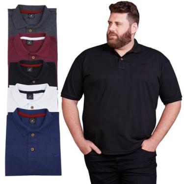 Imagem de Kit 5 Polo Masculina Plus Size Algodão Extra Grande - DAZE MODAS, Pret