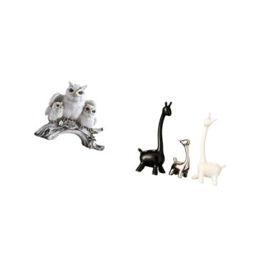 Imagem de Fenteer Estatuetas Modernas de E Girafa, Estátua, Ornamento de Mesa, Escultura para Sala de Estar, Escritório, Armário, Mesa, Estante, Decoração de Qua