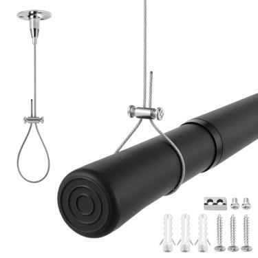 Imagem de 1 conjunto de suporte de varão de cortina de chuveiro montado no teto, suporte de suspensão de teto ajustável de 150 cm para hastes de chuveiro curvas, em forma de L e retas, suporte de haste de