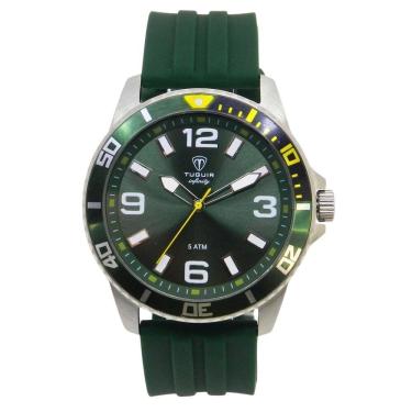 Imagem de Relógio Masculino de Aço Tuguir Analógico Infinity 9169C Prata e Verde e Amarelo