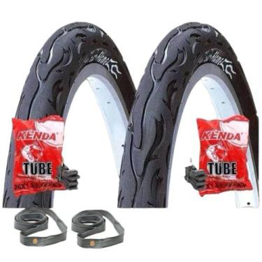 Imagem de kit pneu kenda flame 26x2.125 letra branca camara kenda