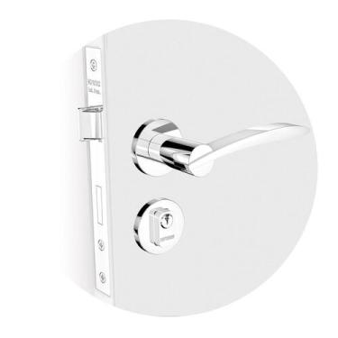 Imagem de Fechadura Externa Horus Reta Roseta Redonda Ros22 Cromado 40mm (40x53 