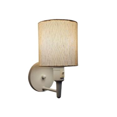 Imagem de Arandela Cilíndrica Md-2030 Branca Com Liga e Desliga Cupula Linho Bege - Bivolt