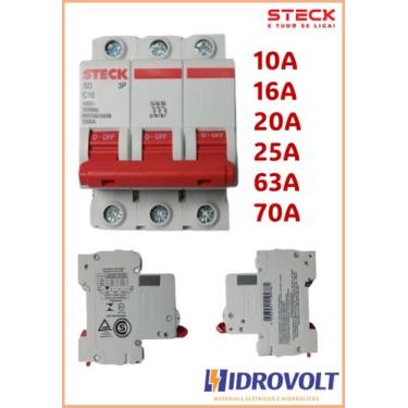 Imagem de Disjuntor Steck Tripolar 10a 16a 20a 25a 63a 70a Curva C