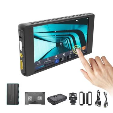 Imagem de Portkeys Monitor de campo de câmera PT6 13.2 cm 600nit Touchscreen monitor de câmera tiro vertical stretch 3D LUT saída ampla gama de cores nova forma de onda RGB de pico para DSLR com bateria NP-F550