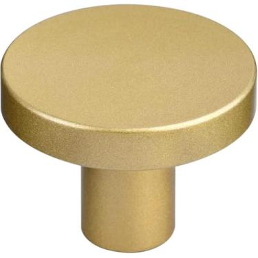 Imagem de 1 peça puxador redondo de latão escovado dourado para armários de cozinha, gaveta de armário de porta, tamanho P