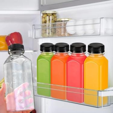 Imagem de 1 garrafa de suco transparente com tampas, recipientes vazios transparentes com tampas de vedação para casa, faça você mesmo, água e outras bebidas (150 ml, 10 x 4,7 cm)