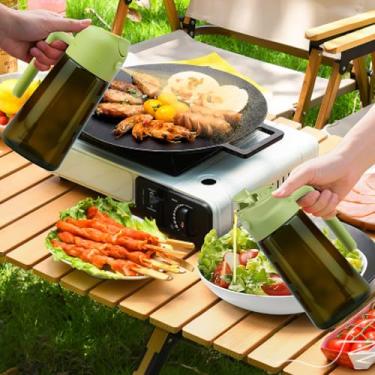 Imagem de Pulverizador de azeite de oliva de vidro de 470 ml para cozinhar dispensador de óleo 2 em 1 para cozinhar fritadeira a ar e salada, frasco de spray premium de grau alimentício, verde, verde