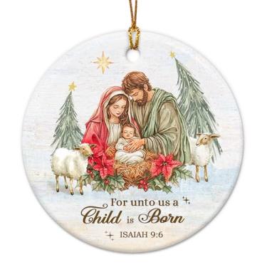 Imagem de Enfeite de Natal 2025 - Sagrada Família José, Maria e Bebê Jesus com Manjedoura, Ornamentos de Jesus Católico para Árvore de Natal - Decorações de Interiores de Presépio Cristão, Ideias de Troca de