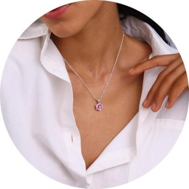 Imagem de Colar feminino com pingente de cristal solitário de corte redondo, configuração de seis garras em corrente de aço inoxidável, joia elegante para uso diário, F, Aço inoxidável e cristal, Sem Pedra