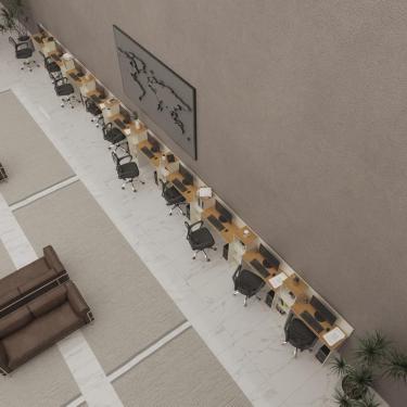 Imagem de Conjunto De Escritório Tech 9 Livreiro E 10 Mesas 90cm - Via - Off White E Cedro Off White E Cedro