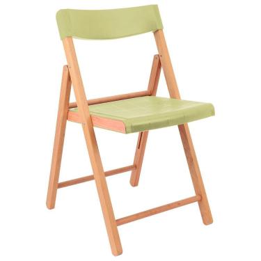 Imagem de Cadeira De Madeira Dobrável Tramontina Potenza Natural Polipropileno Salvia