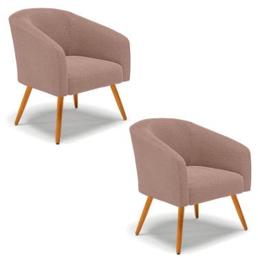 Imagem de Cadeira Sala De Jantar Pé Palito Castanho Kit 2 Stella Bouclê D03 - D'rossi Cor Rose