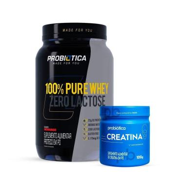 Imagem de Combo Whey Zero Lactose 900g e Creatina 100g Probiótica-Unissex