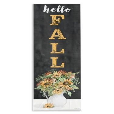 Imagem de Stupell Industries Arte de placa de parede Hello Fall com buquê de girassol, design de Cindy Jacobs, 17 x 7