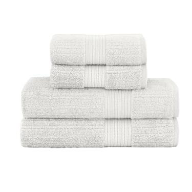 Imagem de Buddemeyer, Kit Jogo de Toalhas Buddemeyer 4 Peças Banho e Rosto Fio Penteado Canelado 100% Algodão Ultrasoft Cor:Cinza 1744