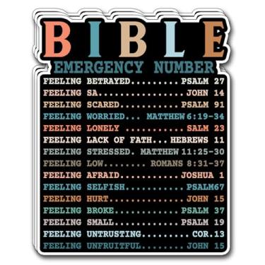 Imagem de Adesivo com números de emergência da Bíblia (3 peças) Decalques inspiradores cristãos motivacionais decorar livros, laptop, celular, garrafas de água, Kindles, Tumbler, adesivos de vinil à prova