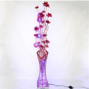 Imagem de Luminária de chão nórdica moderna com estampa floral, em alumínio, para sala de estar, sofá, quarto, casamento, com LED, originalidade e design decorativo (Estilo 15)